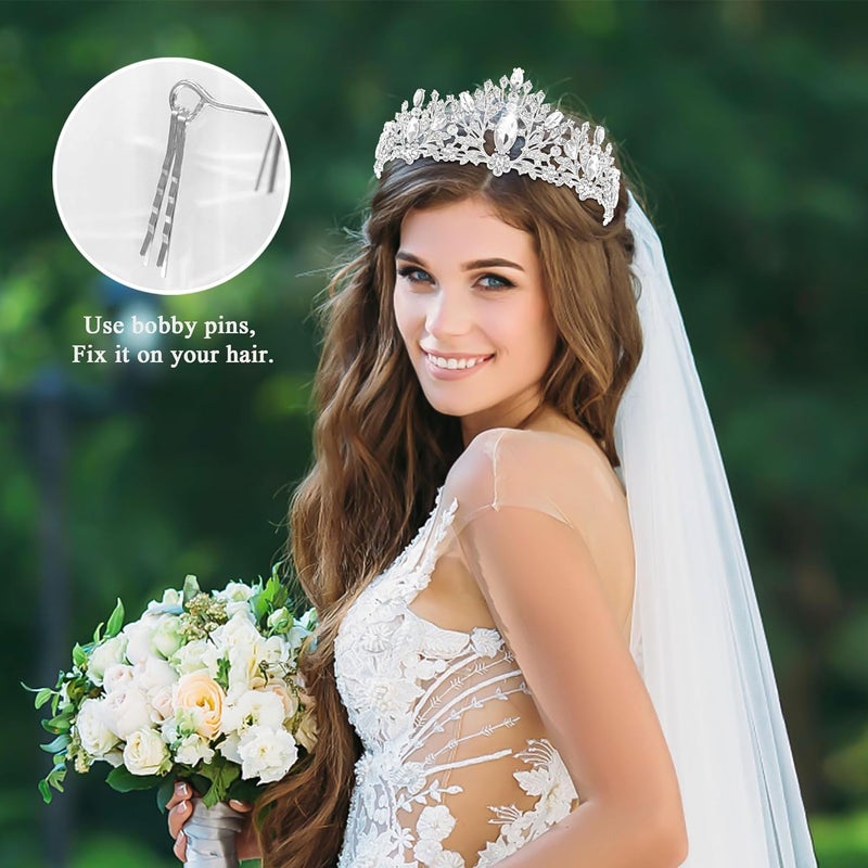TAROSE Crowns for Women, Queen Crystal Gold Silver Tiaras with White Rhinestone and Combs, Goddess Crown for Wedding Bride Birthday Princess Bridal Shower Hair Accessories for Women - Image 5